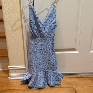 NBD Light Blue Lace Mini Dress
